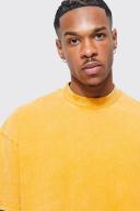 Mens Orange Oversized Wash Effect T-Shirt