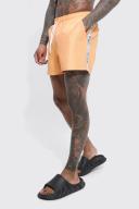 Mens Orange Short Length Man Tape Swim Shorts