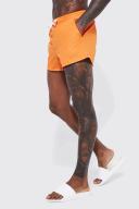 Mens Orange Short Length Plain Man Swim Shorts