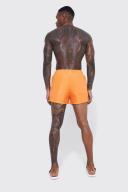 Mens Orange Short Length Plain Man Swim Shorts