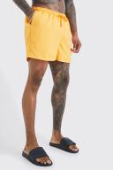 Mens Orange Short Length Ripstop Swim Shorts