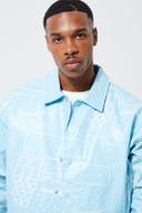 Mens Pale Blue Boxy Moto PU Collared Bomber