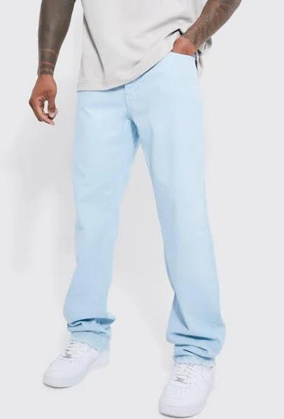 Mens Pale Blue Relaxed Fit Overdye Jeans