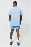 Mens Pale Blue Short Sleeve Oversized Linen Revere Shirt