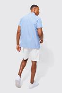 Mens Pale Blue Short Sleeve Textured Smart Stripe Shirt