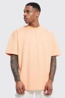 Mens Pale Orange Oversized Heavyweight Extended Neck T-Shirt