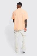 Mens Pale Orange Oversized Heavyweight Extended Neck T-Shirt