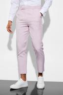 Mens Pale Pink Slim Crop Plain Suit Trousers