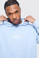 Mens Pastel Blue Ofcl Oversized Washed Hoodie