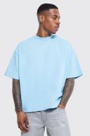 Mens Pastel Blue Oversized Extended Neck Boxy T-Shirt
