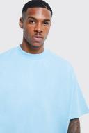Mens Pastel Blue Oversized Extended Neck Boxy T-Shirt