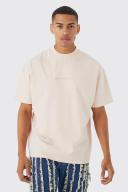 Mens Pastel Pink Oversized Heavyweight Extended Neck T-Shirt