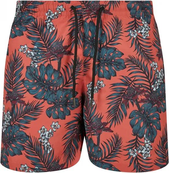 Mens Pattern Swim Shorts - Dark Tropical