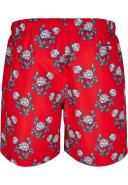 Mens Pattern Swim Shorts - Fire Red / Rose