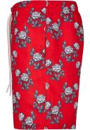 Mens Pattern Swim Shorts - Fire Red / Rose