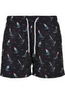 Mens Pattern Swim Shorts - Flamingo