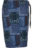 Mens Pattern Swim Shorts - Navy Bandana