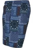Mens Pattern Swim Shorts - Navy Bandana