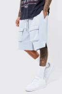 Mens Pewter Oversized Long Length Front Cargo Short