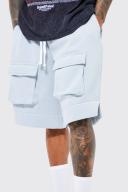 Mens Pewter Oversized Long Length Front Cargo Short