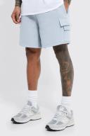 Mens Pewter Oversized Short Length Multi Pocket Cargo Short