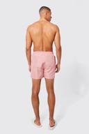 Mens Pink Mid Length Plain Drawcord Detail Swim Shorts