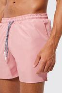 Mens Pink Mid Length Plain Drawcord Detail Swim Shorts