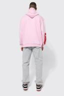 Mens Pink Oversized Contrast Stitch Ofcl Hoodie