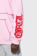Mens Pink Oversized Contrast Stitch Ofcl Hoodie