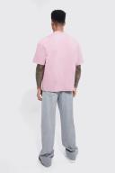 Mens Pink Oversized Extended Neck Boxy T-Shirt