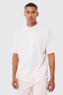 Mens Pink Oversized Extended Neck T-Shirt