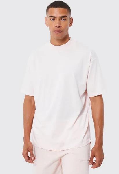 Mens Pink Oversized Extended Neck T-Shirt