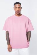 Mens Pink Oversized Pleat Detail Scuba T-Shirt
