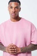 Mens Pink Oversized Pleat Detail Scuba T-Shirt
