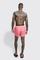 Mens Pink Short Length Man Waistband Swim Shorts