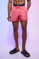 Mens Pink Short Length Man Waistband Swim Shorts