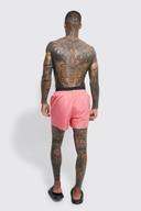 Mens Pink Short Length Man Waistband Swim Shorts