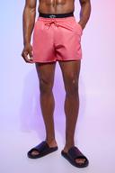 Mens Pink Short Length Man Waistband Swim Shorts
