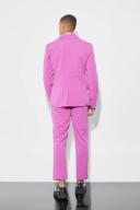 Mens Pink Slim Crop Crinkle Suit Trousers