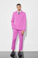 Mens Pink Slim Crop Crinkle Suit Trousers