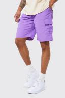 Mens Purple Elastic Bermuda Lightweight Cargo Short