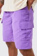 Mens Purple Elastic Bermuda Lightweight Cargo Short