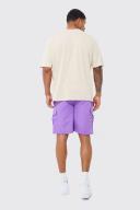 Mens Purple Elastic Bermuda Lightweight Cargo Short