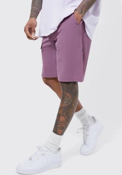 Mens Purple Elastic Comfort Lightweight Stretch Cargo