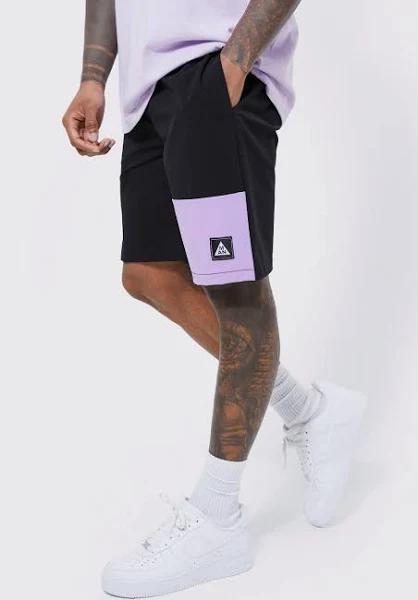 Mens Purple Elastic Lightweight Comfort Cargo Short
