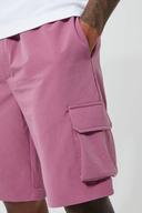 Mens Purple Elastic Relaxed Cargo Stretch Short