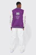 Mens Purple Gothic B Aplique Badge Jersey Bomber
