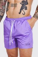 Mens Purple Mid Length Plain Man Swim Shorts