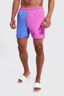 Mens Purple Mid Spliced Basketball Shape Swim Shorts