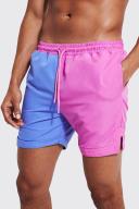 Mens Purple Mid Spliced Basketball Shape Swim Shorts